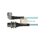 Low Loss N Female Bulkhead to Right Angle N Male, 18 GHz, LL335i Coax and RoHS