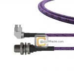 Low Loss N Female Bulkhead to Right Angle SMA Male, 18 GHz, Composite LL335i Coax and RoHS