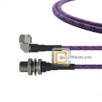 Low Loss Right Angle N Male to N Female Bulkhead, 18 GHz, Composite LL335i Coax and RoHS