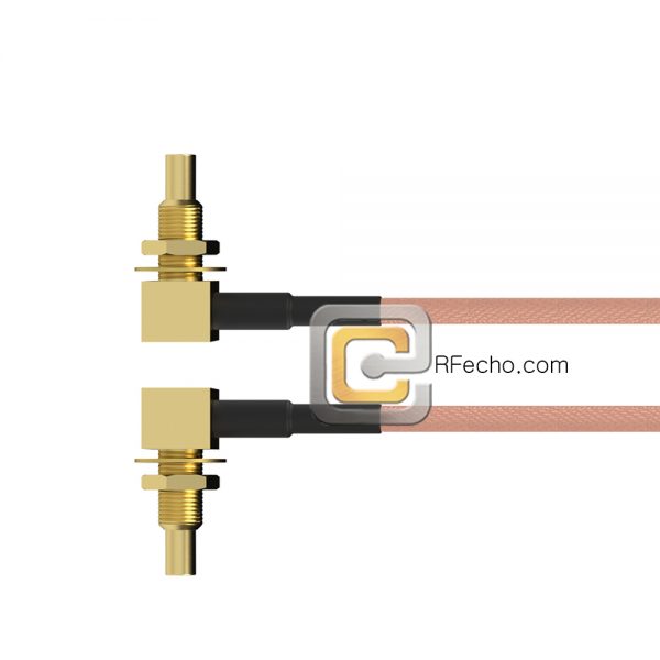 Right Angle SSMC Jack Bulkhead to Right Angle SSMC Jack Bulkhead RG178 Coax and RoHS F074-380R1-380R1-30-N Right Angle SSMC Jack Bulkhead to Right Angle SSMC Jack Bulkhead RG178 Coax and RoHS F074-380R1-380R1-30-N