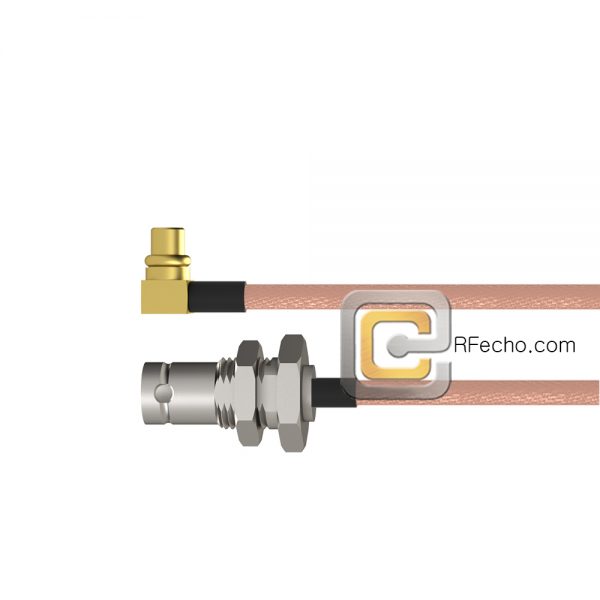 Right Angle MMCX Plug to BNC Female Bulkhead RG-316 Coax and RoHS F065-271R0-220S1-30-N Right Angle MMCX Plug to BNC Female Bulkhead RG-316 Coax and RoHS F065-271R0-220S1-30-N
