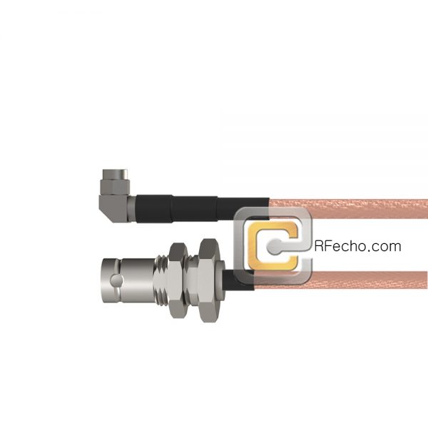 Right Angle SMA Male to BNC Female Bulkhead RG-316 Coax and RoHS F065-321R0-220S1-30-N Right Angle SMA Male to BNC Female Bulkhead RG-316 Coax and RoHS F065-321R0-220S1-30-N