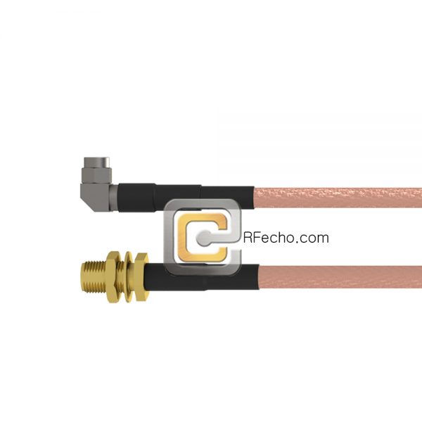 Right Angle SMA Male to SMA Female Bulkhead RG-316 Coax and RoHS F065-321R0-320S1-30-N Right Angle SMA Male to SMA Female Bulkhead RG-316 Coax and RoHS F065-321R0-320S1-30-N