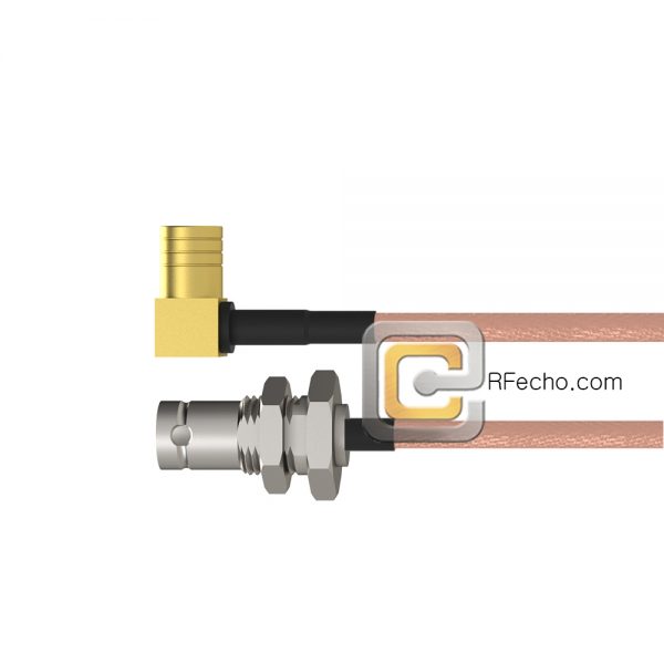 Right Angle SMB Plug to BNC Female Bulkhead RG-316 Coax and RoHS F065-331R0-220S1-30-N Right Angle SMB Plug to BNC Female Bulkhead RG-316 Coax and RoHS F065-331R0-220S1-30-N