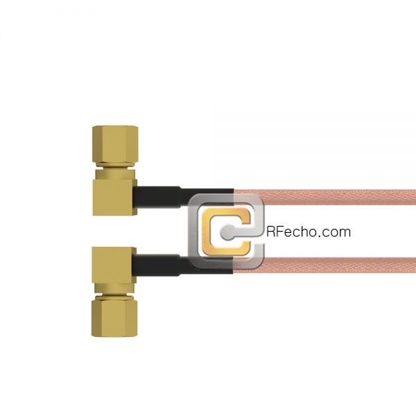 Right Angle SSMC Plug to Right Angle SSMC Plug RG-316 Coax and RoHS F065-381R0-381R0-30-N Right Angle SSMC Plug to Right Angle SSMC Plug RG-316 Coax and RoHS F065-381R0-381R0-30-N
