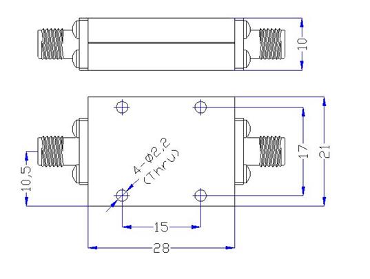 DC-10GHz, Rejection: ≥30dB @ 10.9~18.5GHz, Low Pass Cavity Filter OLP-10000 01