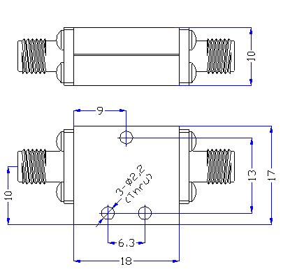 DC-18.5GHz, Rejection ≥50dB @ 19.6~26GHz, Low Pass Cavity Filter OLP-18500 01