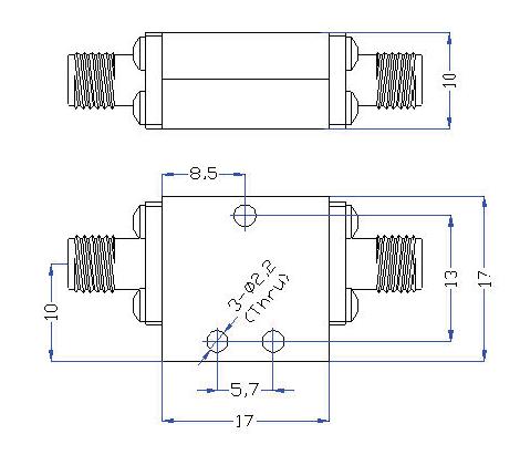 DC-21GHz, Rejection: ≥50dB @ 22.2~27GHz, Low Pass Cavity Filter OLP-21000 01