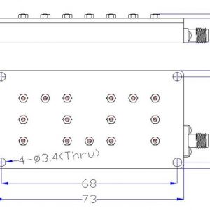 Bandpass Filter From 9.3GHz To 9.4GHz With SMA-Female Connectors dimensions