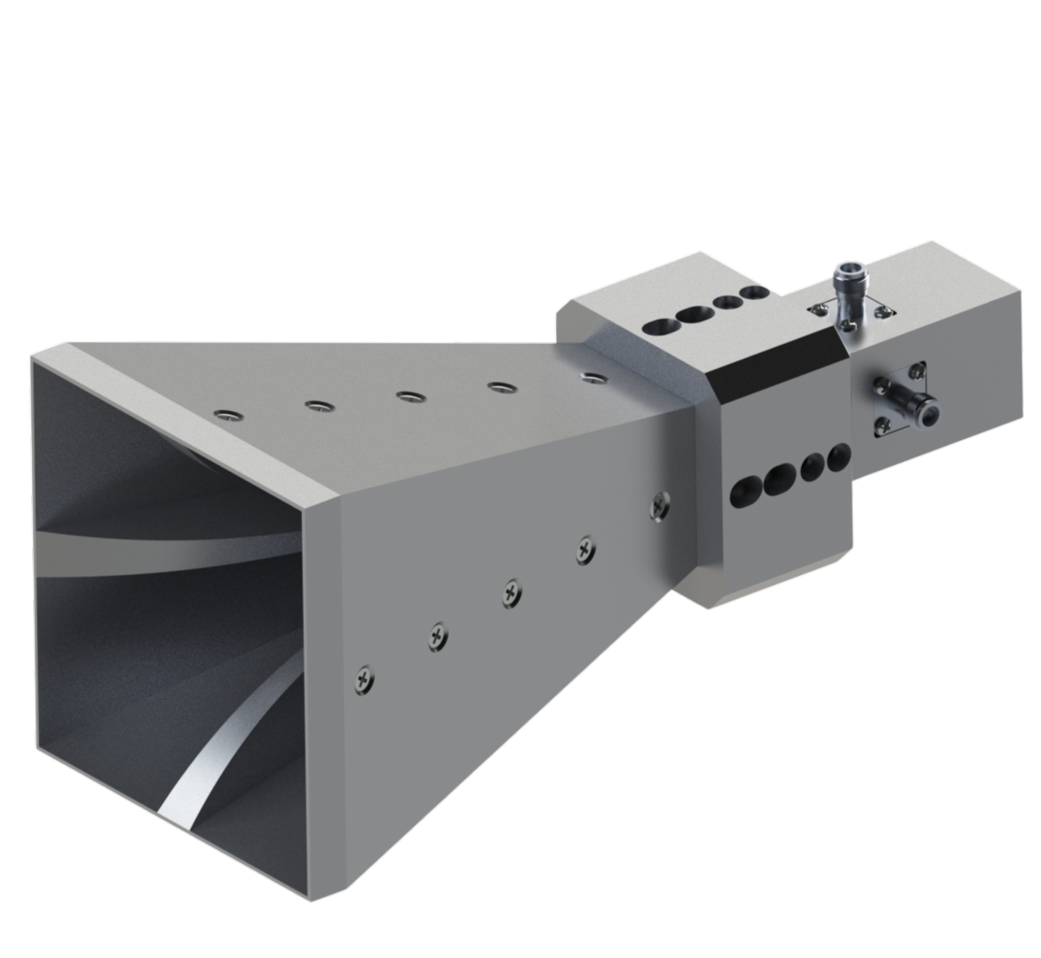 6 GHz to 18 GHz,12 dBi to 17 dBi Gain, 2 -SMA Connectors, Dual Polarized Horn Antenna ODPA-60180-85mm