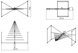 (-15 – 7 )dBi Gain, 0.025GHz to 5GHz, Bilogical Antenna  OLP-00250-Outline