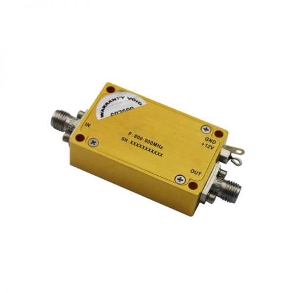 Ultra Wide Band Low Noise Amplifier From 0.8GHz to 0.9GHz With a Nominal 37dB Gain NF 1dB SMA Connectors