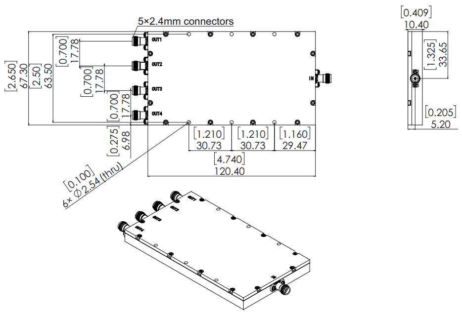 1 GHz to 50 GHz  2 WAY OPD-0150-4-S With SMA Female Connectors