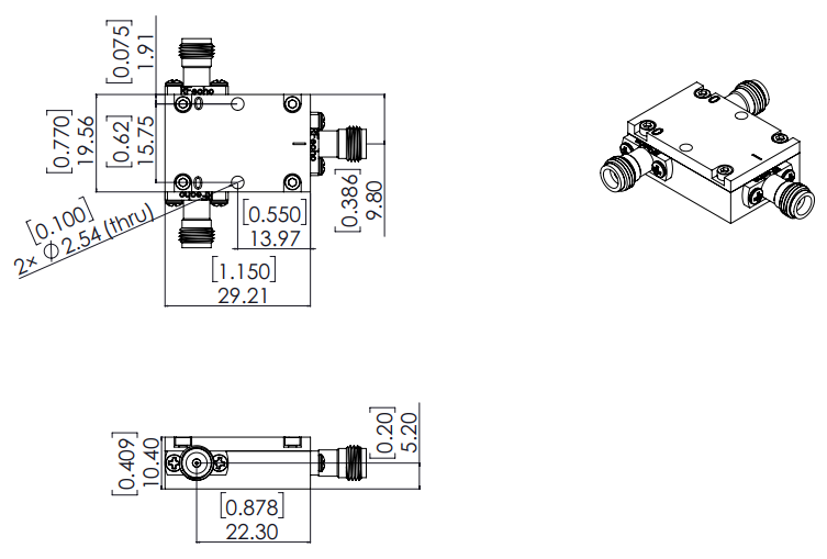 2 to 18GHz  2WAY OPD-0218-2-S With SMA Female Connectors