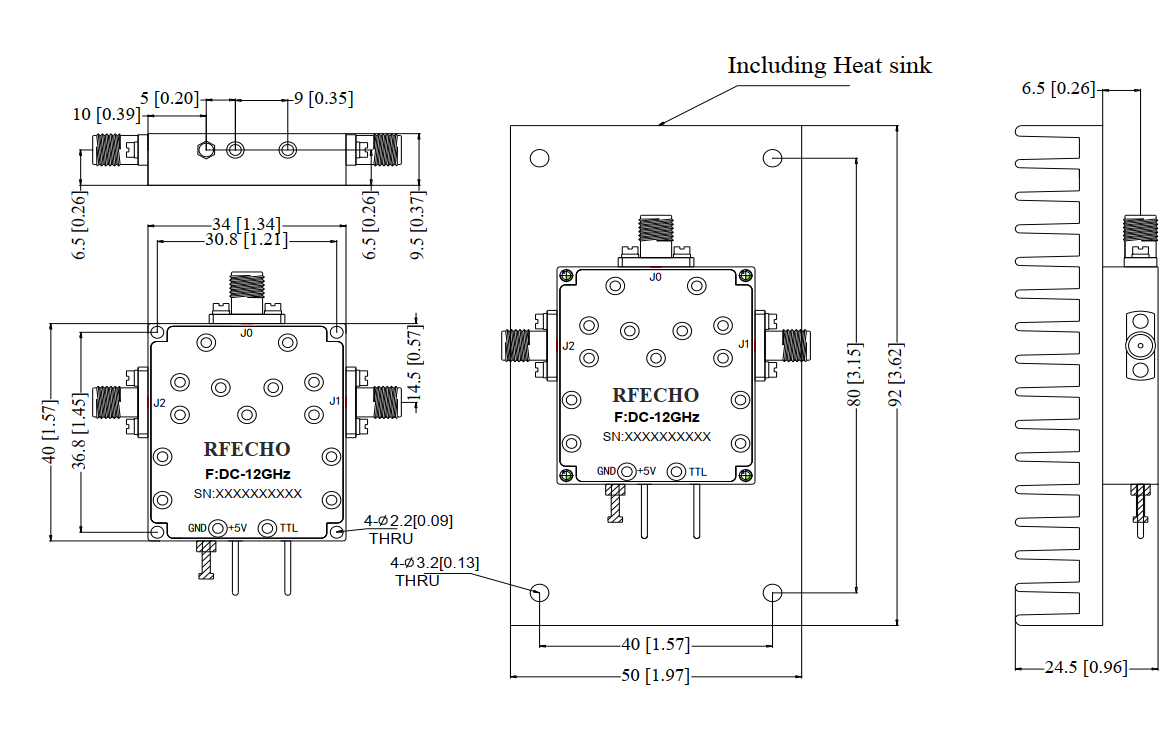 Absorptive Coaxial   SP2T Switch  DC - 12GHz .OSR0200001200A