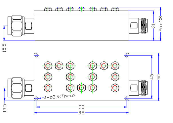 Bandpass Filter From 1.92GHz To 1.98GHz With N-Type M/F Connectors Bandpass Filter From 1.92GHz To 1.98GHz With N-Type M/F Connectors