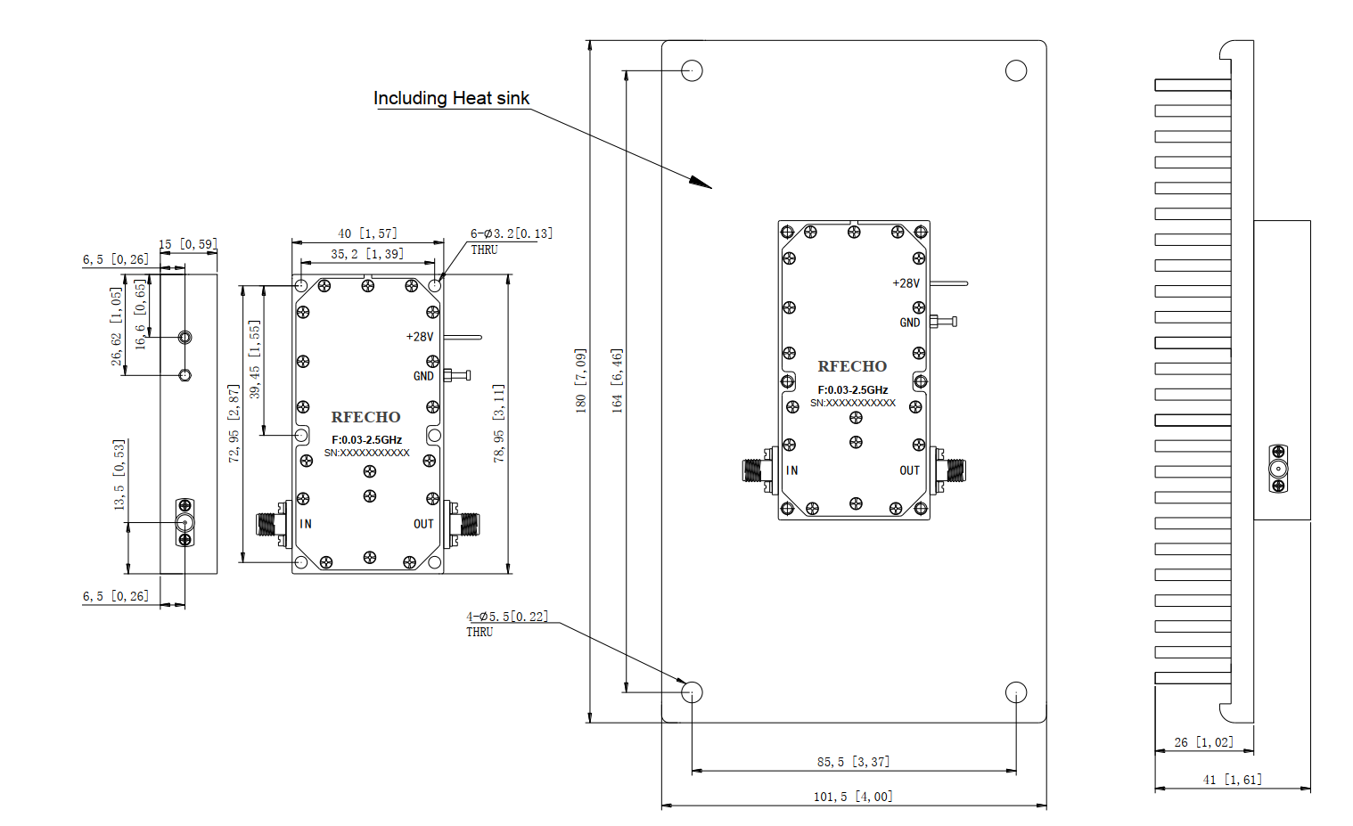 Wide Band Solid State PowerAmplifier . 0.03GHz~2.5GHz . OPA4000030250A