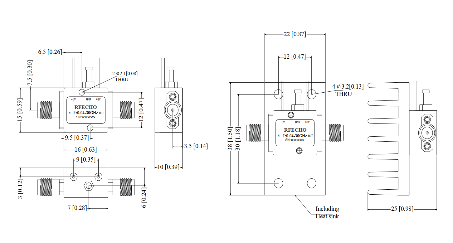 Ultra Wide Band Power Amplifier . 0.04 ~ 30GHz . OPA2700003000S
