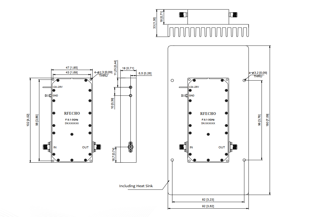 Wide Band Solid State Power Amplifier  . 0.1GHz~3GHz . OPA4100100300C
