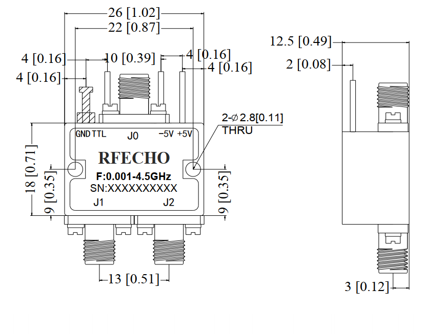 Absorptive Coaxial   SP2T Switch from 0.001GHz to 4.5GHz .OSA0200000450A