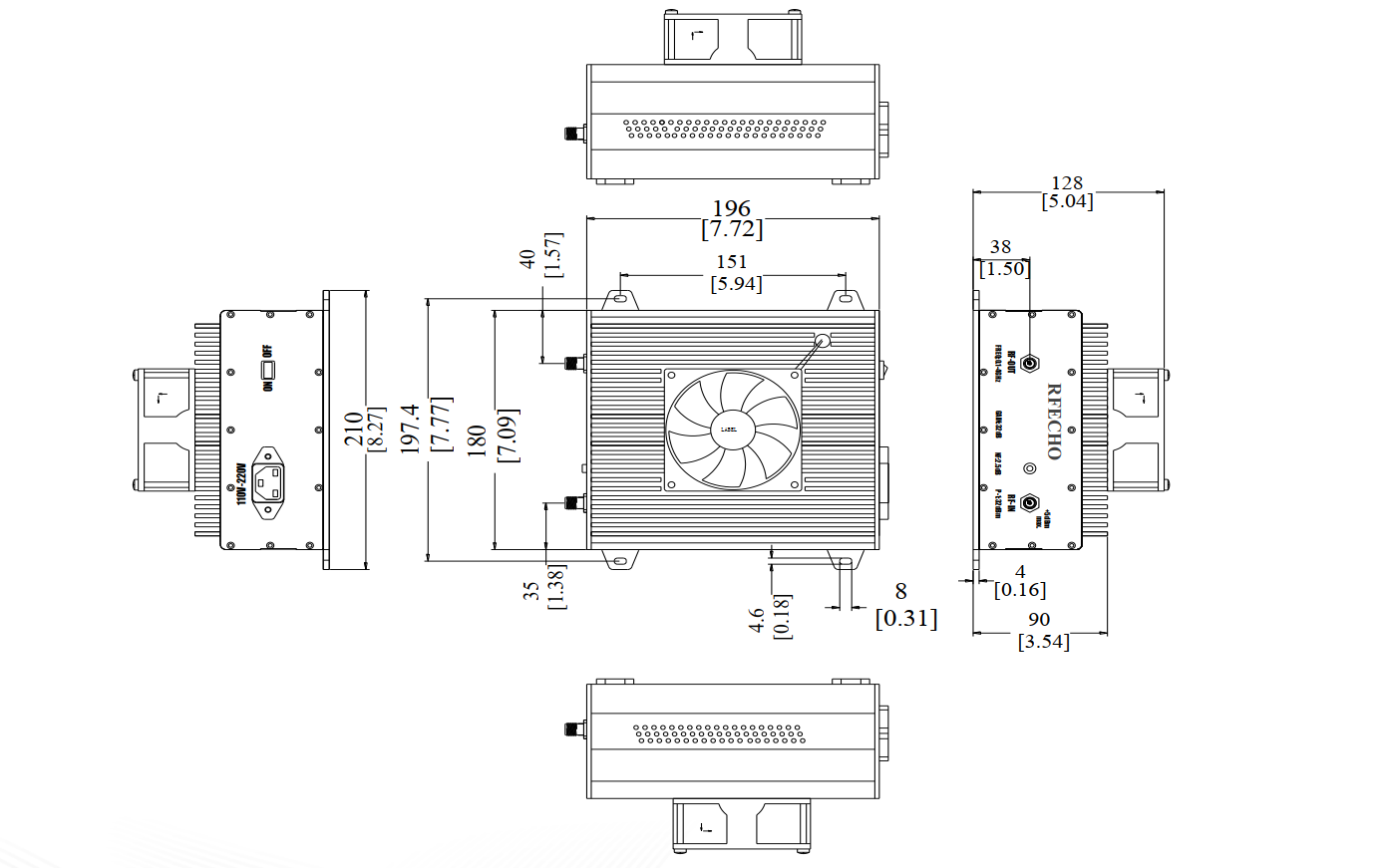 Ultra Wide Band AC–Low Noise Amplifier . 0.1GHz~4GHz . OACLA00100400A