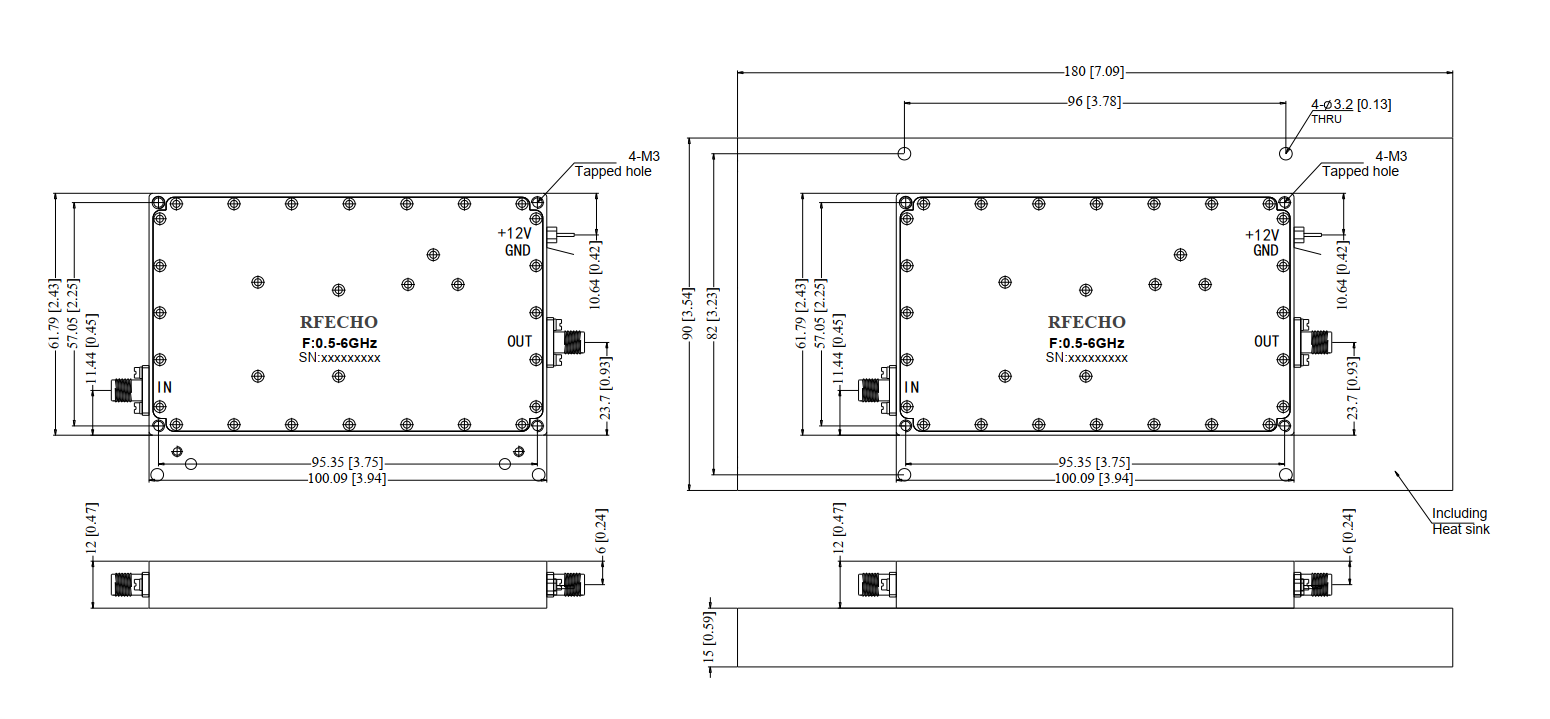 Wide Band Power Amplifier . 0.5GHz~6GHz . OPA3000500600A