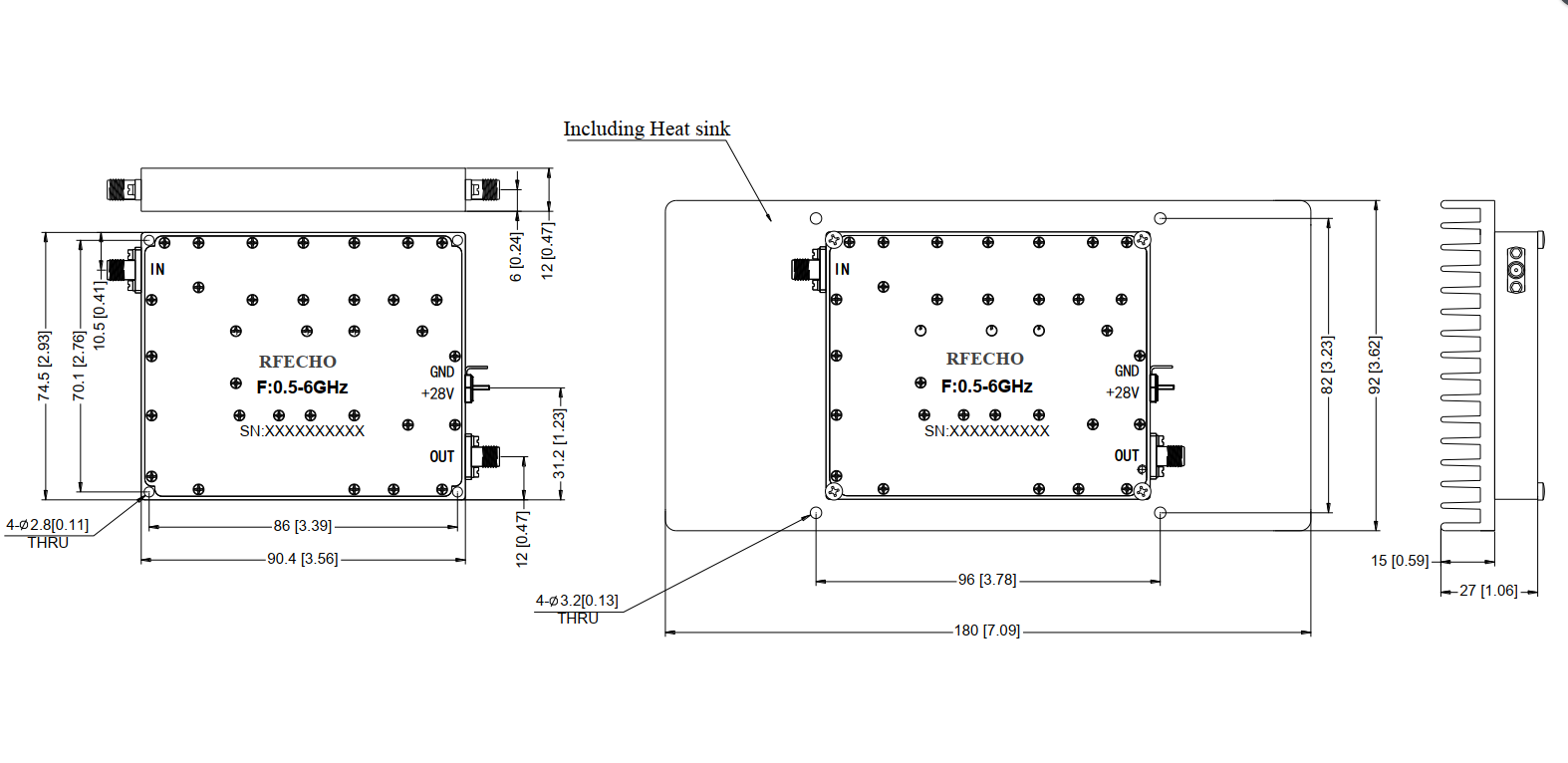 10W Ultra Wide Band Power Amplifier . 0.5GHz~6GHz . OPA3500500600B