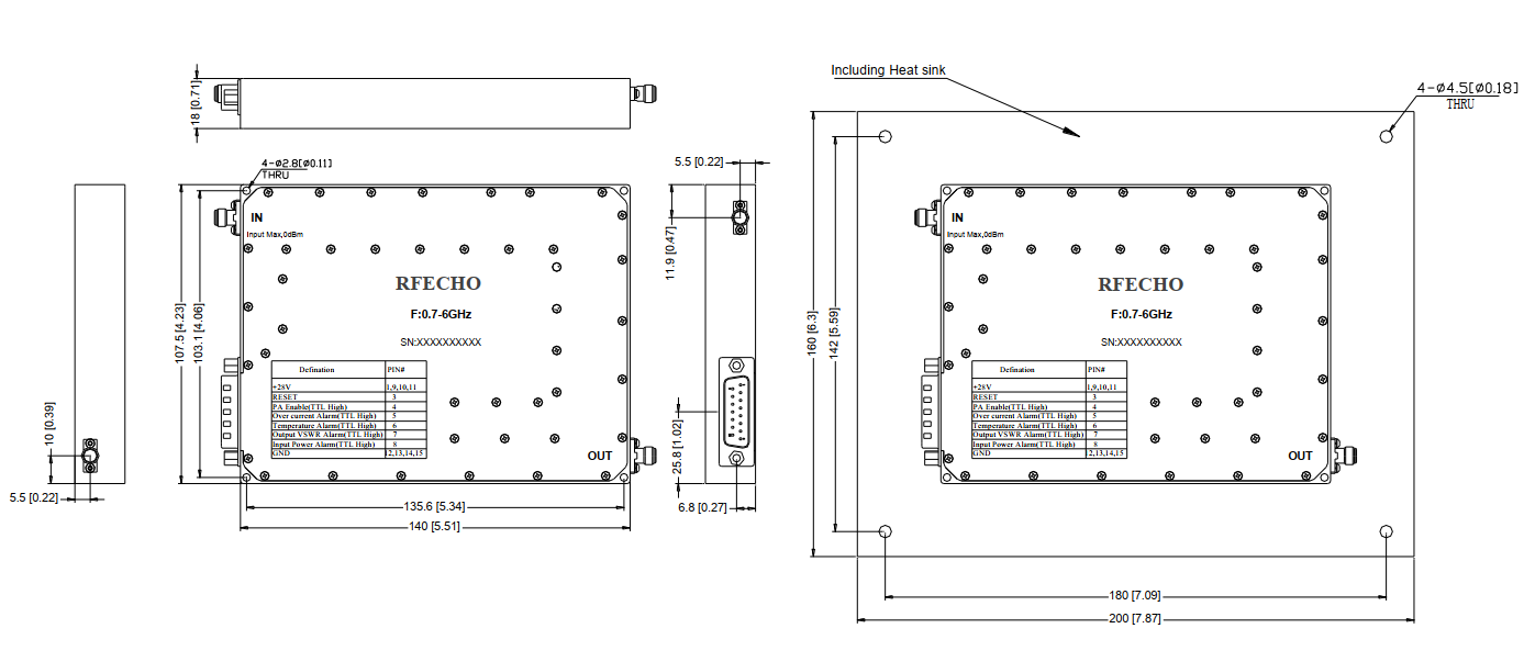 Ultra Wide Band Power Amplifier . 0.7GHz ~ 6GHz . OPA4500700600D