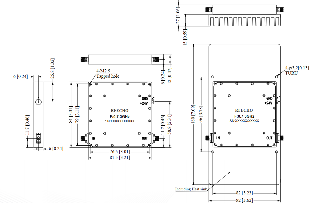 7WACPR Emission Compressed LinearPower Amplifier . 0.7GHz~ 3GHz . OPA3500700300A