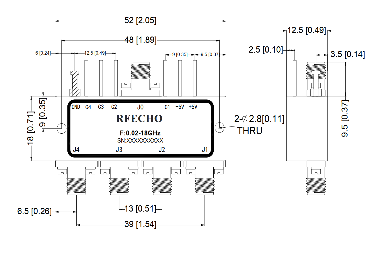 Absorptive Coaxial   SP4T Switch from 0.02GHz to 18GHz .OSA0400021800C