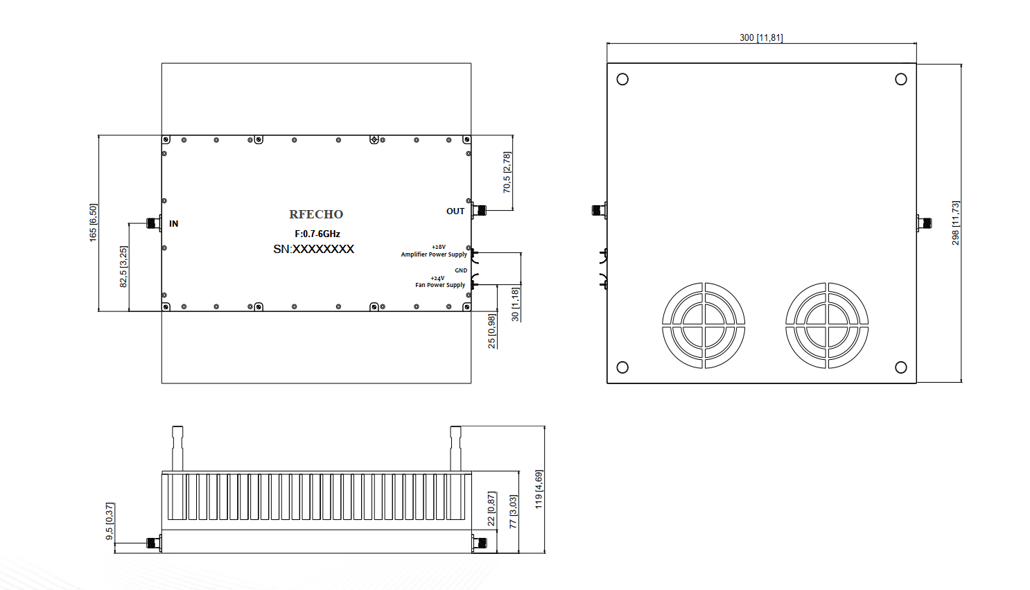 Wide Band Power Amplifier . 0.7GHz~6GHz . OPA4100700600A