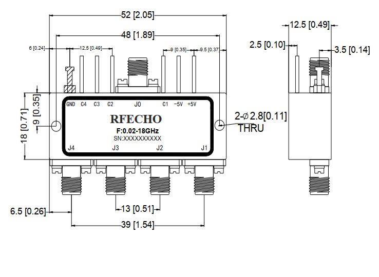 Absorptive Coaxial   SP4T Switch from 0.02GHz to 18GHz .OSA0400021800E