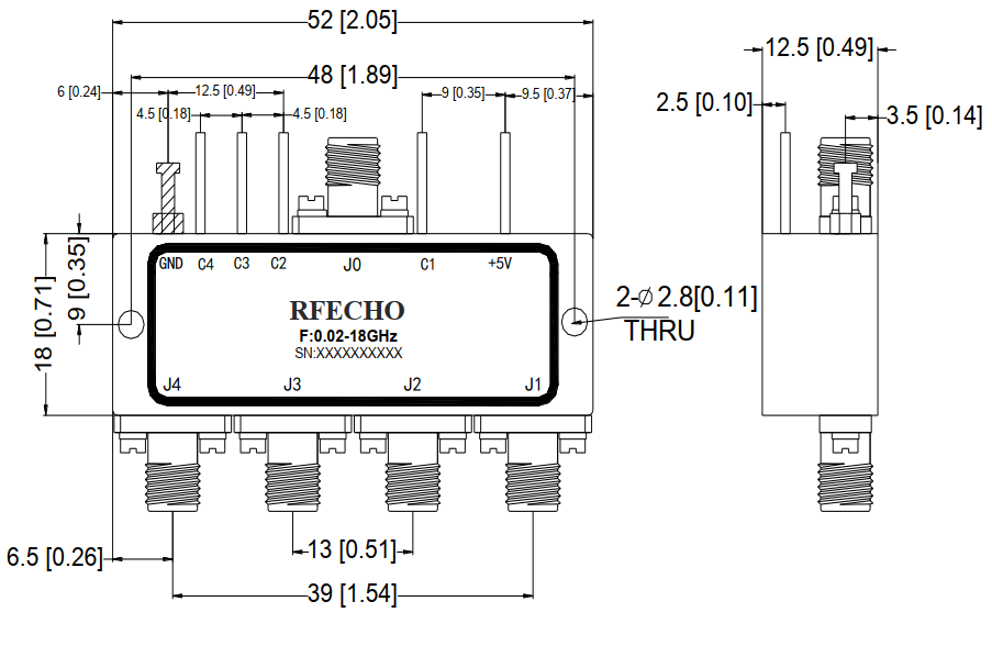 Absorptive Coaxial   SP4T Switch from 0.02GHz to 18GHz .OSA0400021800G