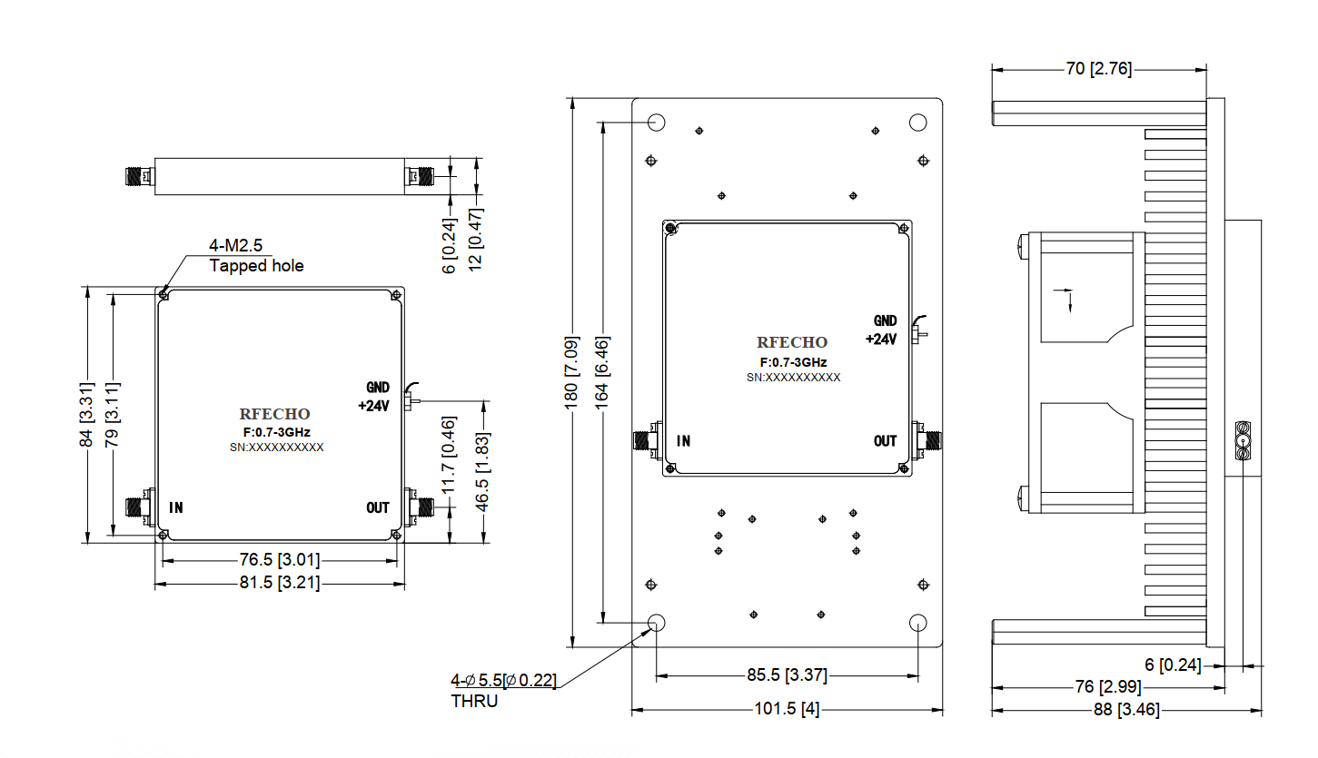 Wide Band Power Amplifier . 0.7GHz~3GHz . OPA3400700300C