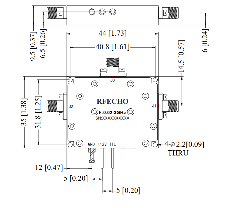 Absorptive Coaxial   SP2T Switch from 0.02GHz to 3GHz .OSR0200020300F
