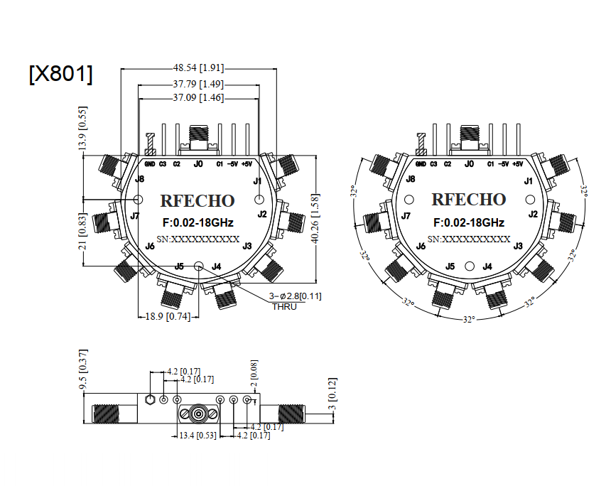 Absorptive Coaxial   SP8T Switch from 0.02GHz to 18GHz .OSA0800021800A