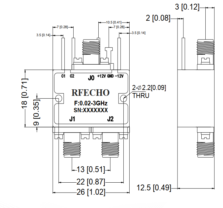 Absorptive Coaxial   SP2T Switch from 0.02GHz to 3GHz .OSA0200020300A