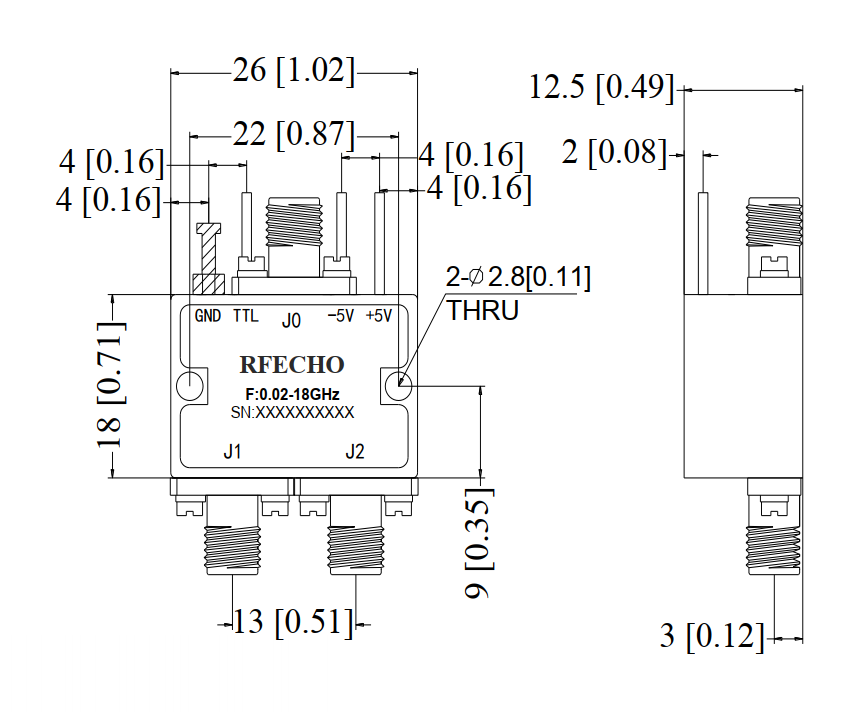 Absorptive Coaxial   SP2T Switch from 0.02GHz to 18GHz .OSA0200021800A