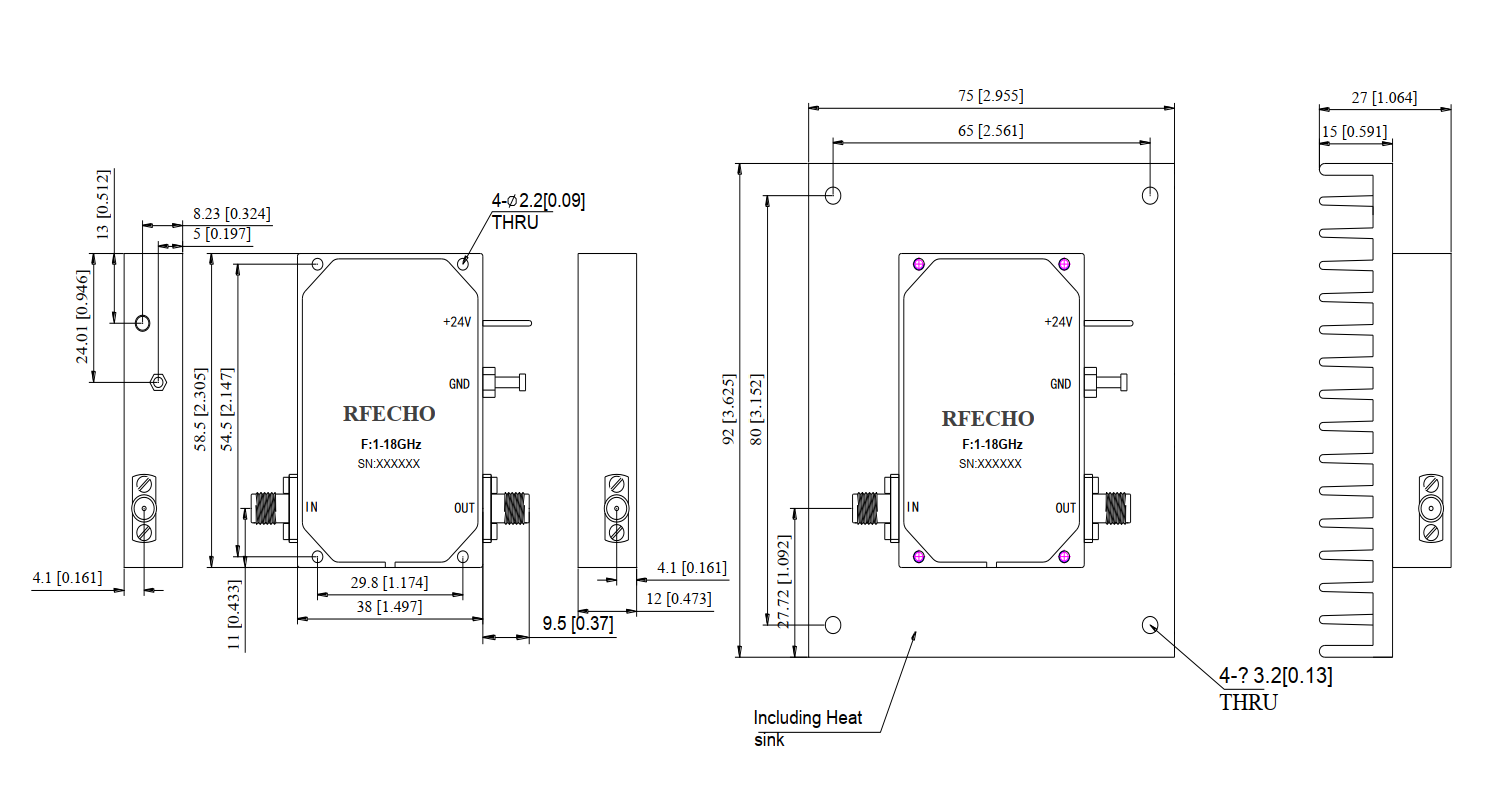 Ultra Wide Band Power Amplifier . 1GHz~18GHz . OPA3001001800A