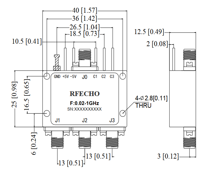 Absorptive Coaxial   SP3T Switch from 0.02GHz to 1GHz .OSA0300020100A