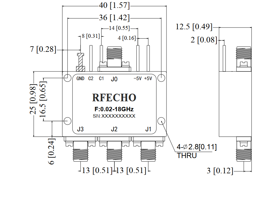Absorptive Coaxial   SP3T Switch from 0.02GHz to 18GHz .OSA0300021800A