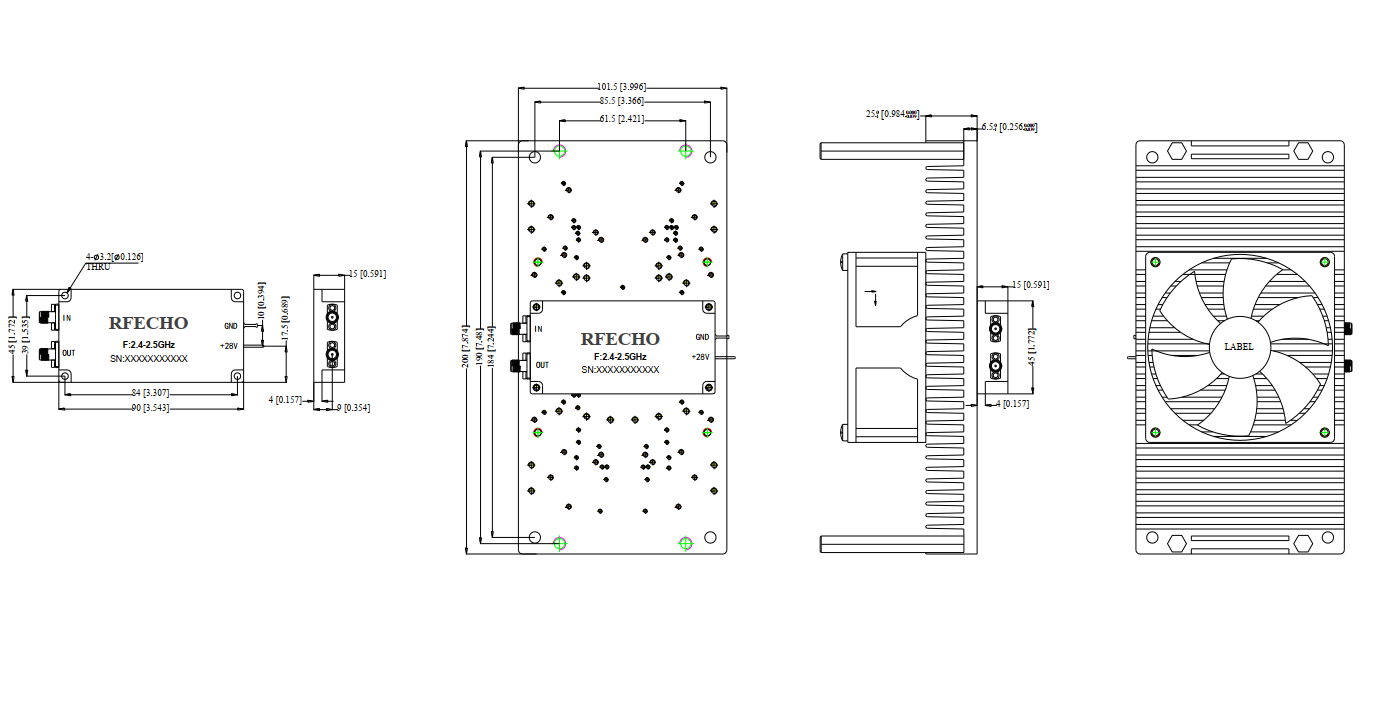 4W Power Amplifier . 2.4GHz~2.5GHz . OPA3602400250A