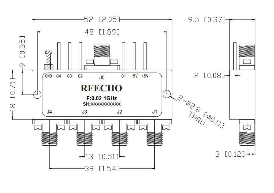 Absorptive Coaxial   SP4T Switch from 0.02GHz to 1GHz .OSA0400020100A