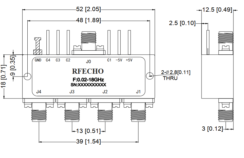 Absorptive Coaxial   SP4T Switch from 0.02GHz to 18GHz .OSR0400021800A