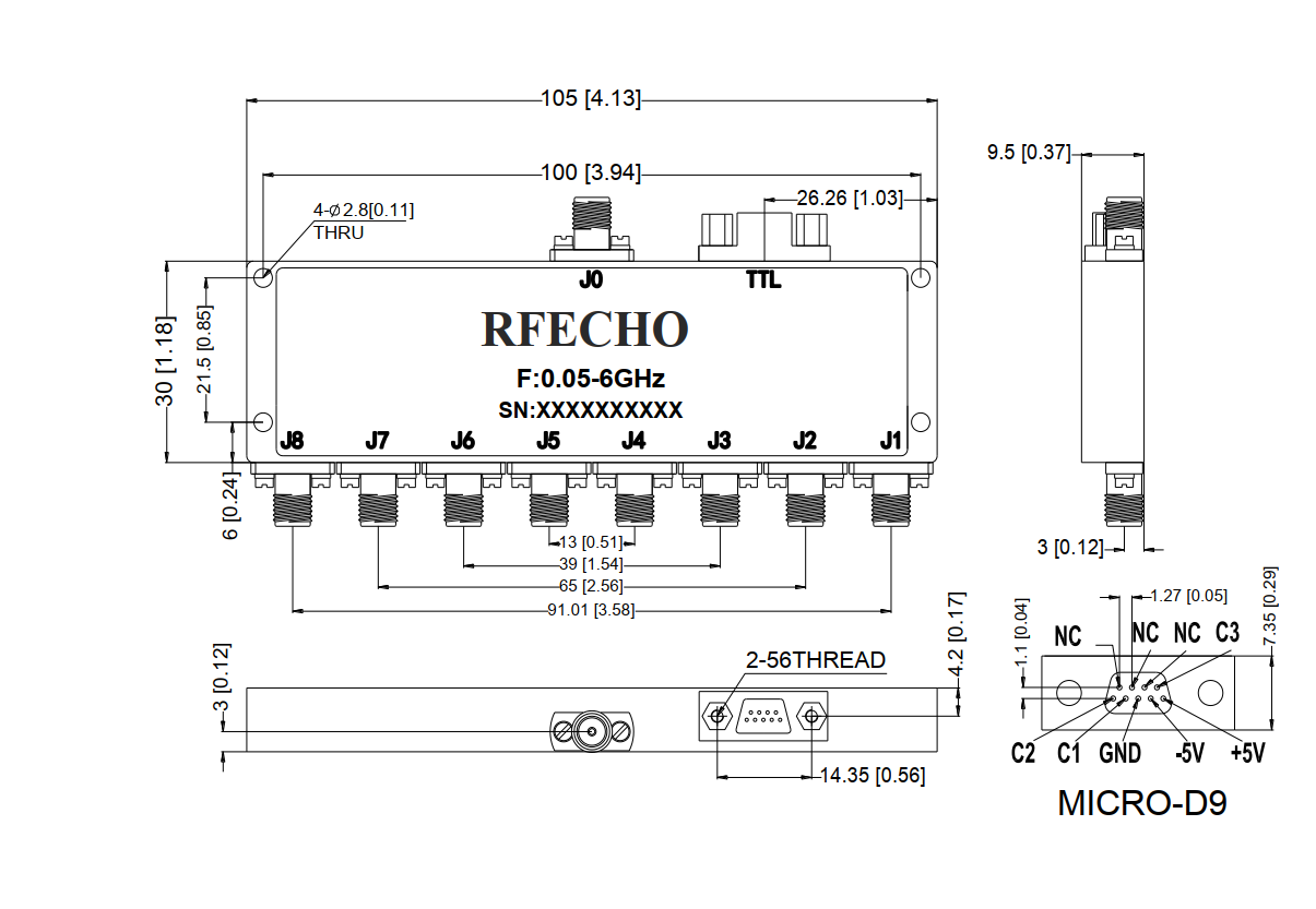 Absorptive Coaxial   SP8T Switch from 0.05GHz to 6GHz .OSA0800050600C