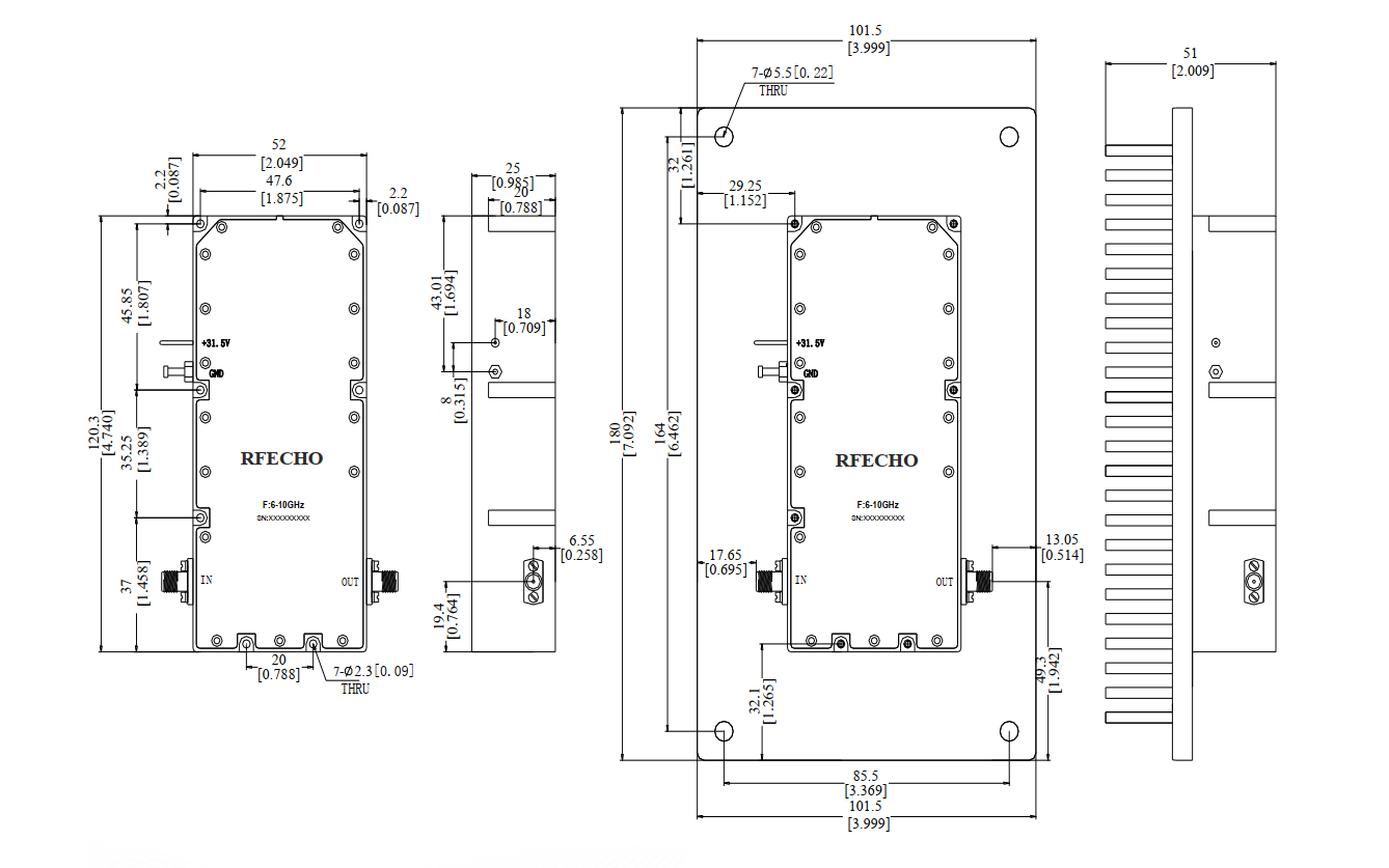 2W Wide Band Solid State Power Amplifier . 6~10 GHz . OPA3206001000A