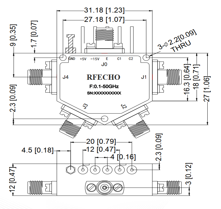 Absorptive Coaxial   SP4T Switch from 0.1GHz to 50GHz .OSA0400105000B