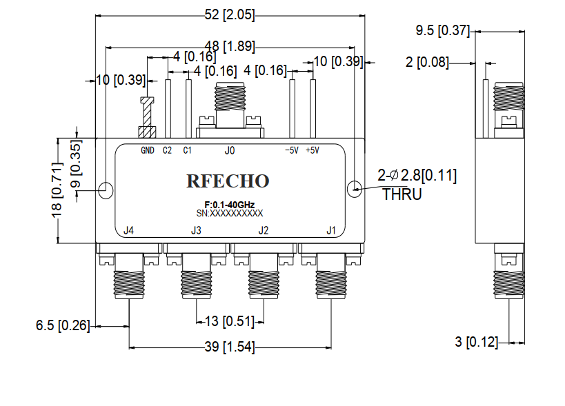 Absorptive Coaxial   SP4T Switch from 0.1GHz to 40GHz .OSA0400104000A