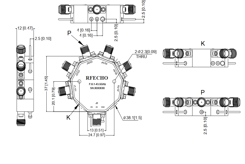 Absorptive Coaxial   SP6T Switch from 0.1GHz to 43.5GHz .OSA0600104350A