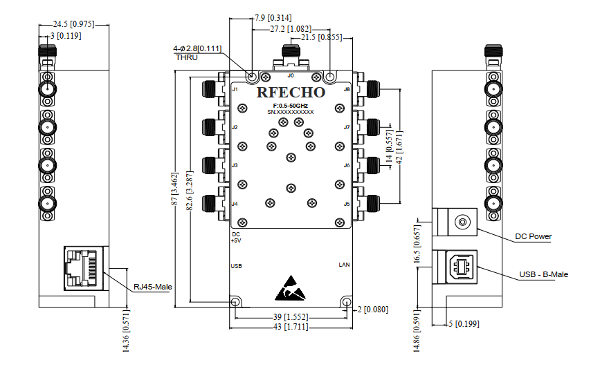 Absorptive Coaxial   SP8T Switch from 0.1GHz to 50GHz .OSA0800505000A
